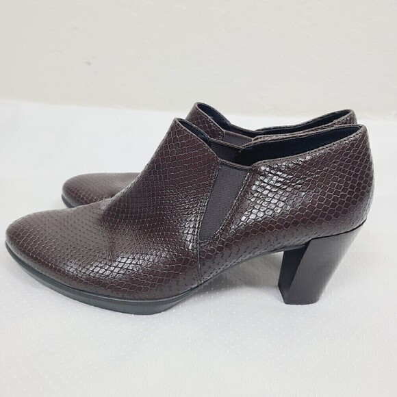 Ecco Shape 55‎ Plateau Stack Heel Bootie 40 EU 9/9.5 US Brown Leather Com… - Picture 4 of 9